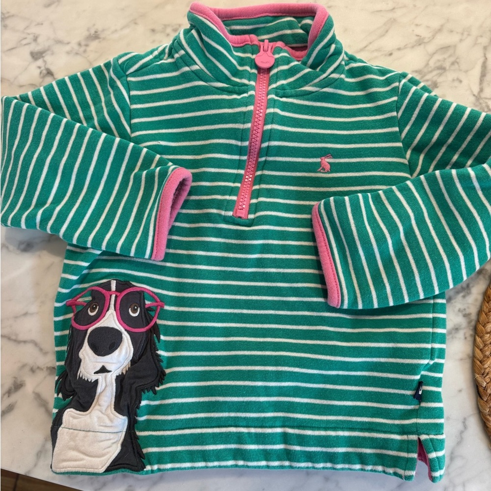 🐶 Joules Embroidered Dog Glasses Quarter zip 5T